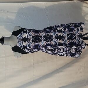 ARYNK Backless Kaleidoscope Fit and Flare Dress, Size M